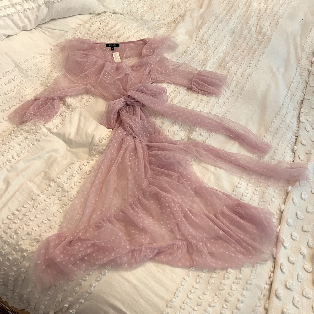 Lavender polka dot sheer tulle dress